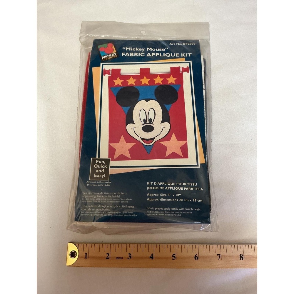 Vintage Mickey Mouse Fabric Applique Kit Mickey Unlimited Caron DF2000 New 8x10